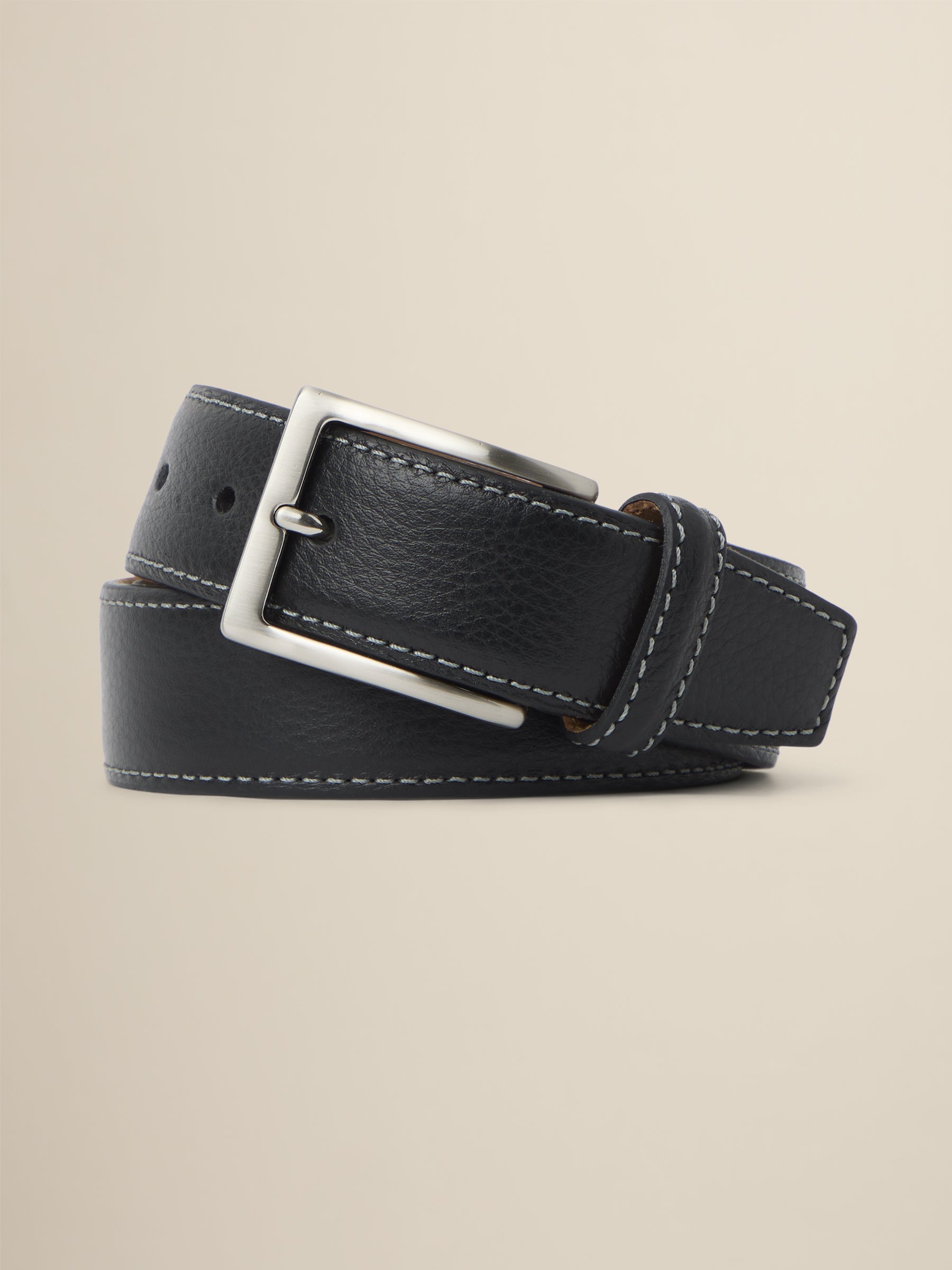 Solid Pebbled Leather Belt