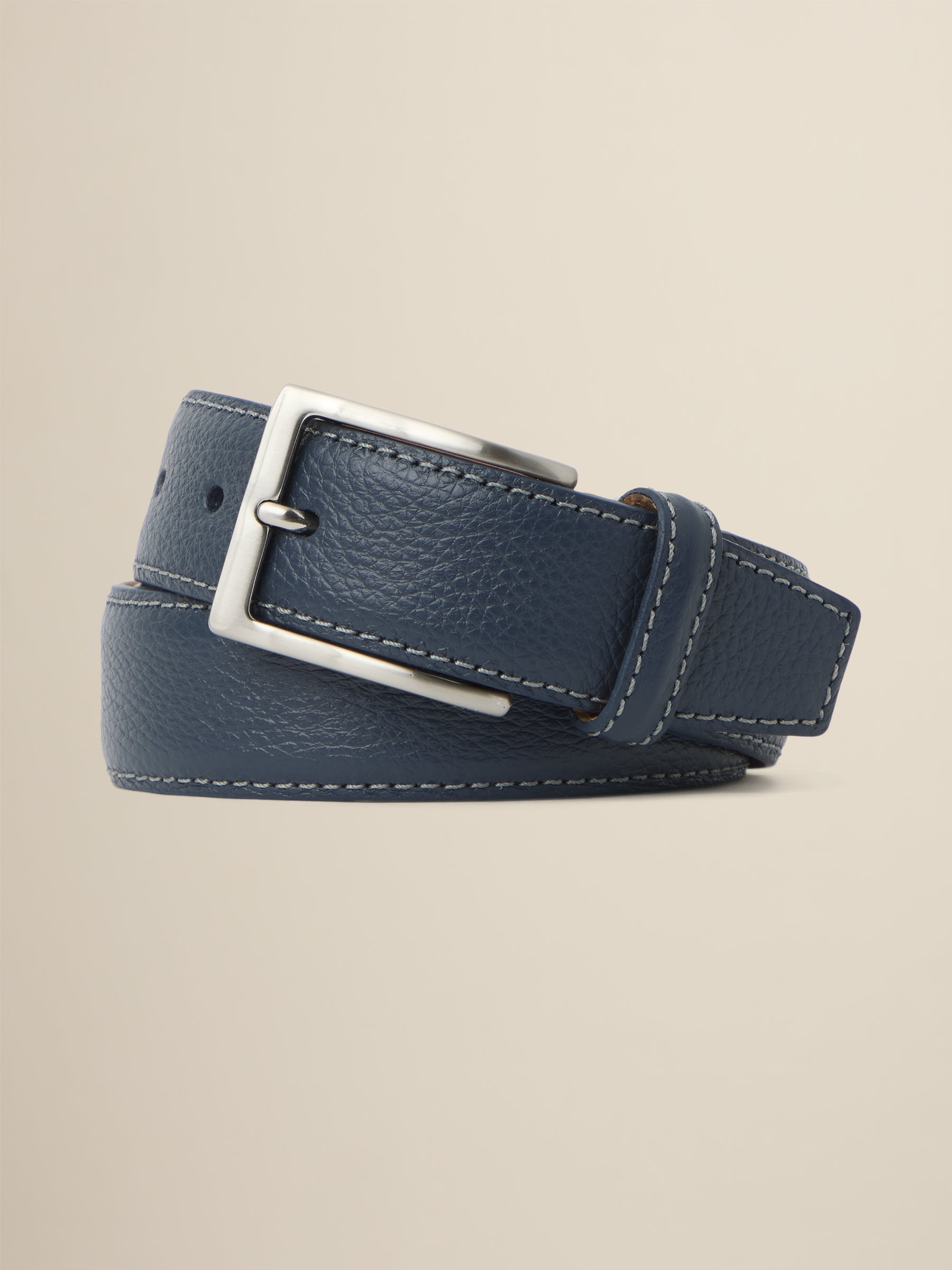 Solid Pebbled Leather Belt