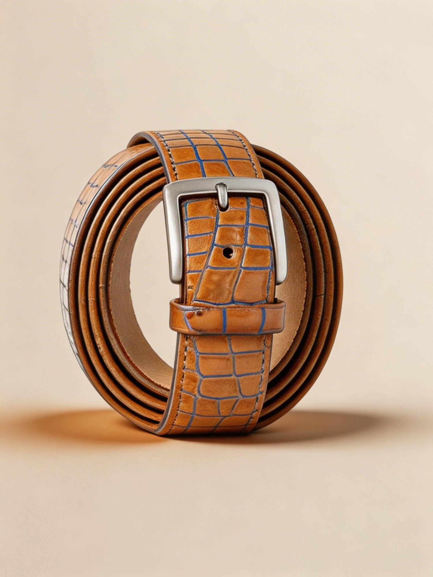 Two Tone Embossed Croc Belt